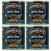 4X Hammerite Hammered Dark Green Paint 250ml Tin Paint